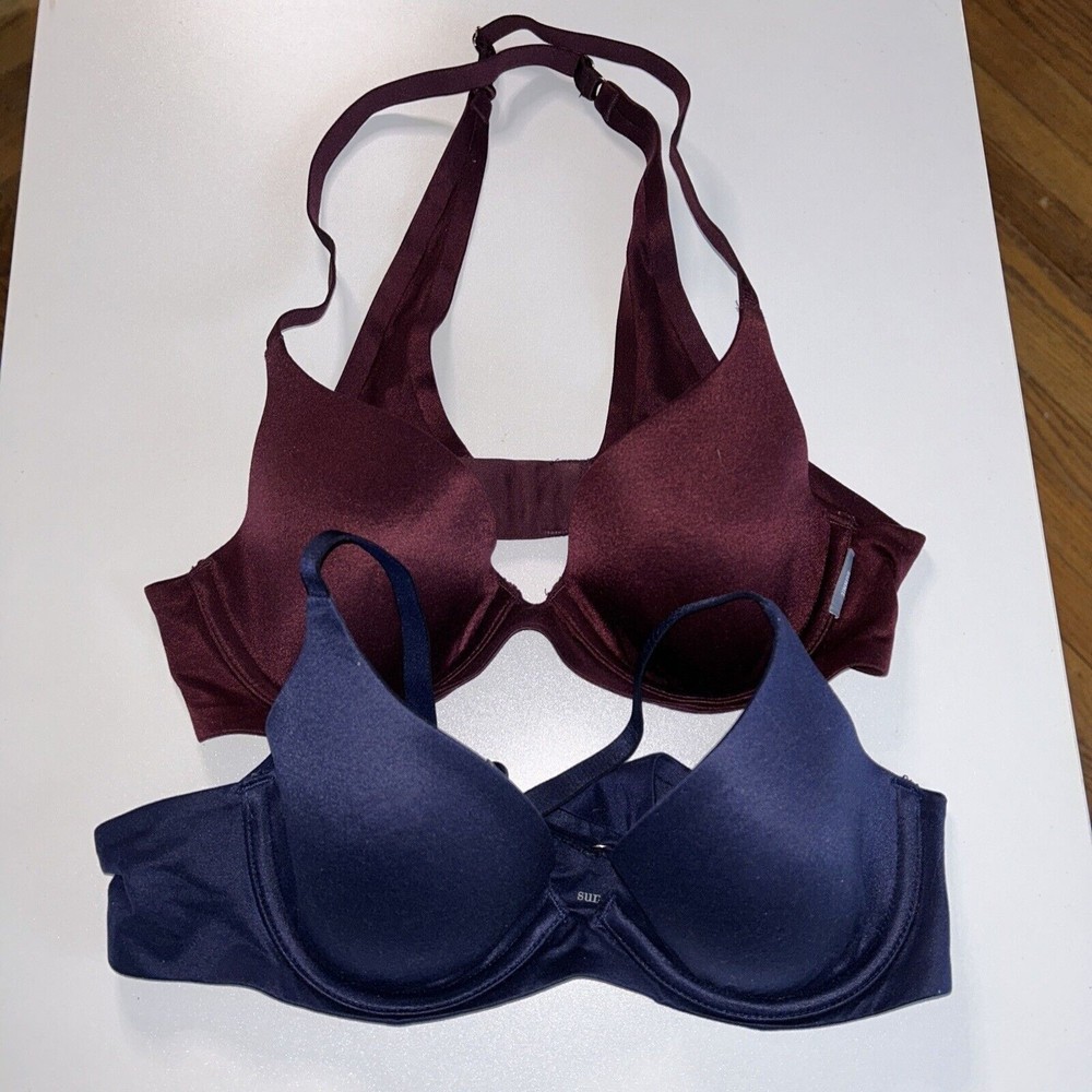 Lot of 2 Aerie Real Sunnie Full Coverage Bra Size 32A Maroon Blue Padded